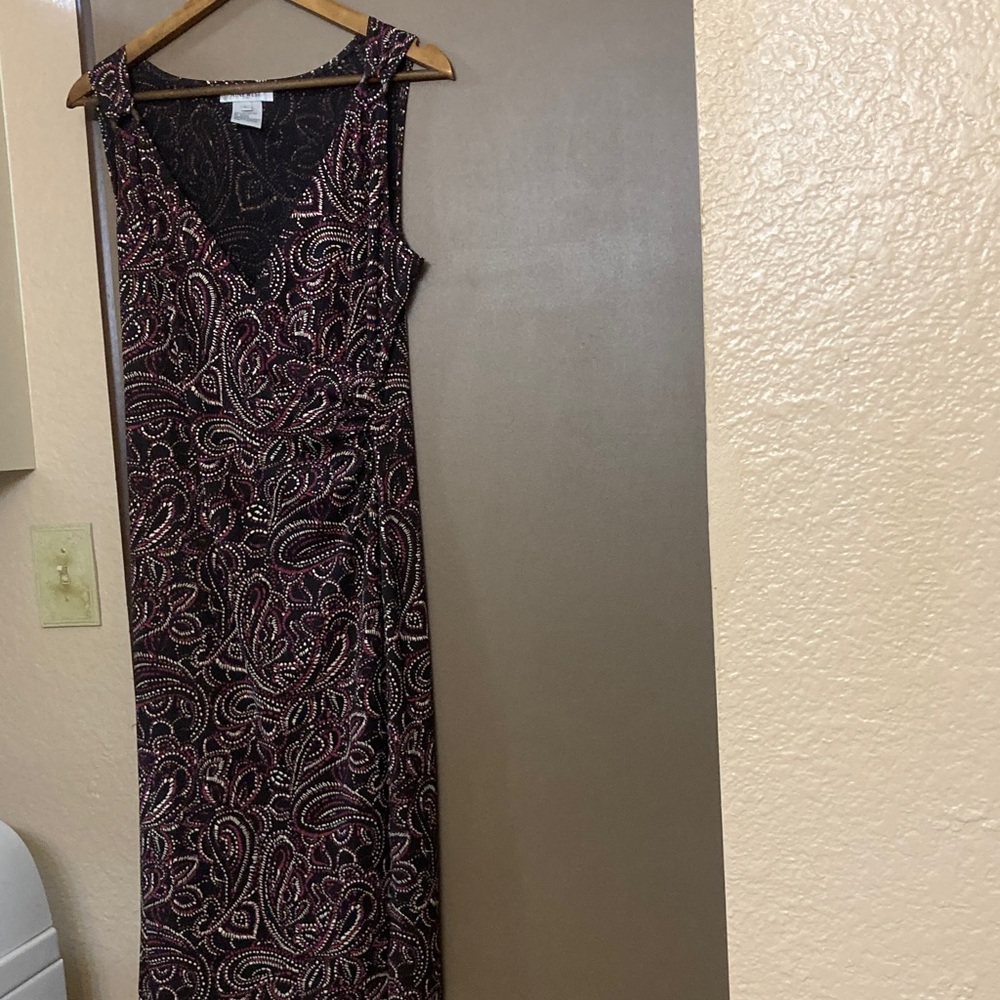 Nine West Black and Purple Paisley Maxi Dress